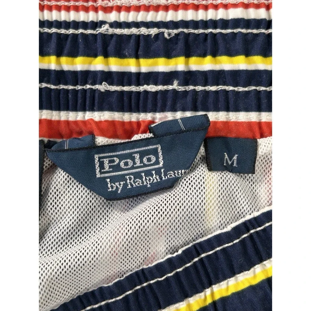 Polo Ralph Lauren Men's Medium‎ Striped Swim Shorts Green Polo Pony Beach Pool